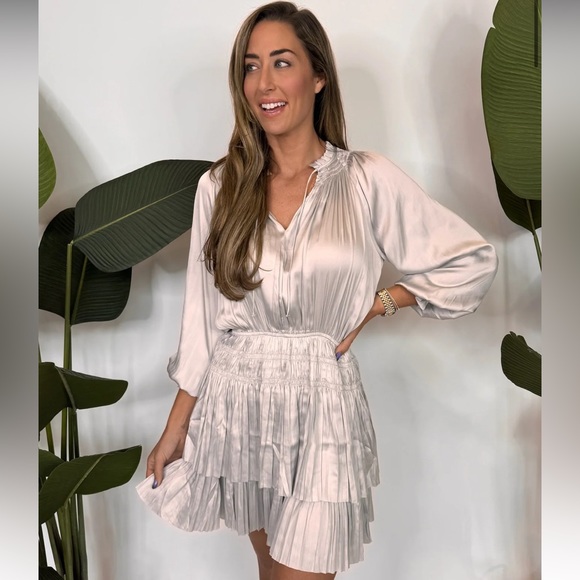 RESET BY JANE Jamie Silky Mini Dress in Silver - Picture 2 of 7